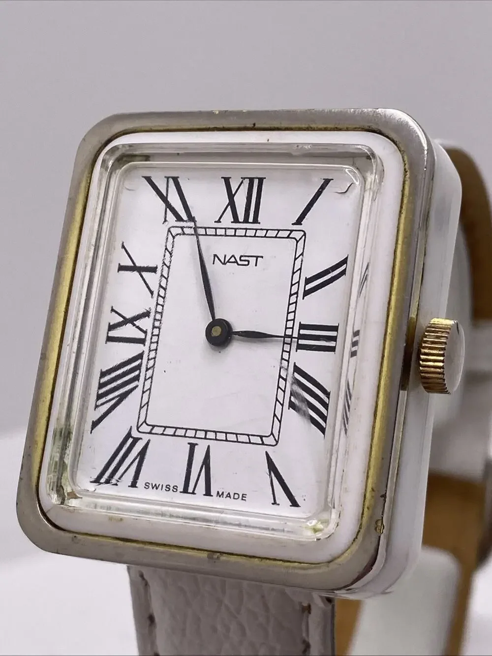 Vintage Rare Acrylic Swiss Made Nast Mechanical Watch Works Running